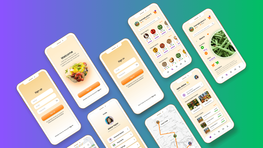 Online Grocery Ordering App UI Design